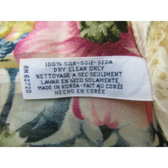Vintage Oscar De La Renta Silk Scarf Pink Blue Floral Roses Long 52x11 - Picture 7 of 7